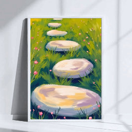 Garden Stepping Stones Watercolor Painting Poster