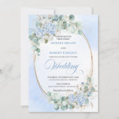 Garden Style Blue Hydrangea Wheat Wedding Invite Einladung (Vorderseite)