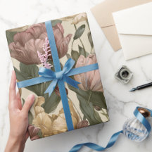 Garden Style Multicolor Tulip Ivory Floral Pattern