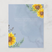 Garden Sunflowers Blue Rustic Boho Wedding Flyer (Hinten)