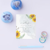 Garden Sunflowers Blue Rustic Boho Wedding Flyer (Einzeln)