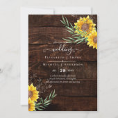 Garden Sunflowers Rustic Wood Wedding (Vorderseite)