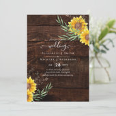 Garden Sunflowers Rustic Wood Wedding (Stehend Vorderseite)