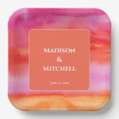 Garden Sunrise Pink Orange Hochzeit Pappteller (Vorderseite)