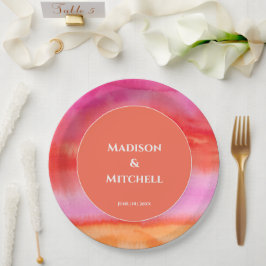 Garden Sunrise Pink Orange Hochzeit Pappteller