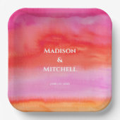 Garden Sunrise Pink Orange Hochzeit Pappteller (Vorderseite)