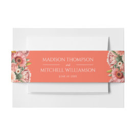 Garden Sunrise Pink Orange Moderne Blumenhochzeit Einladungsbanderole