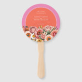Garden Sunrise Pink Orange Moderne Blumenhochzeit Fächer (Vorderseite)