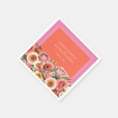 Garden Sunrise Pink Orange Moderne Blumenhochzeit Serviette (Ecke)