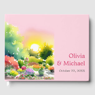 Garden Sunrise Wasserfarbe Blumenfarben Hochzeitsf Gästebuch