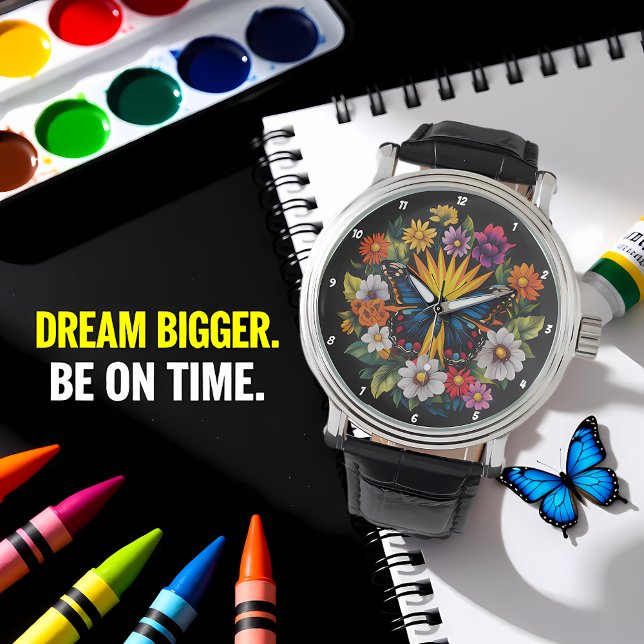 Garden Symphony" - Floral Butterfly  Armbanduhr (Von Creator hochgeladen)