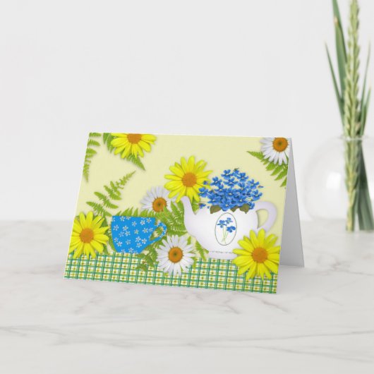 Garden Tea Birthday Card (Großes Print) Karte (Vorderseite)