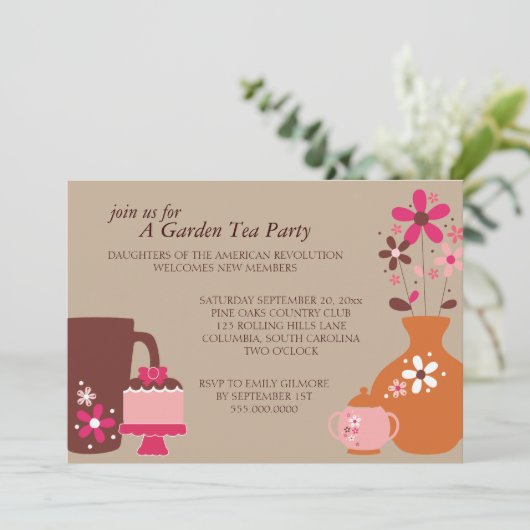 Garden Tea Party Einladung (Stehend Vorderseite)