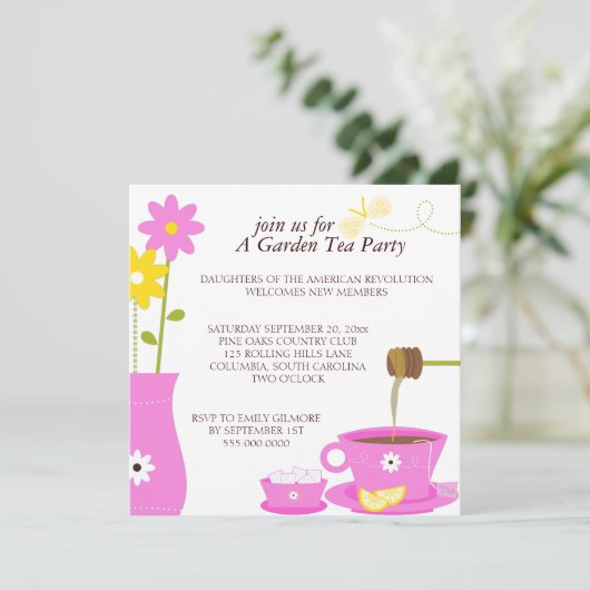 Garden Tea Party Einladung (Stehend Vorderseite)