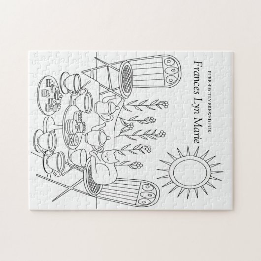 Garden Tea Party & Sleeping Cat Jigsaw Puzzle (Horizontal)