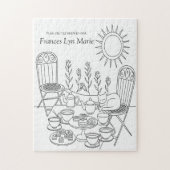 Garden Tea Party & Sleeping Cat Jigsaw Puzzle (Vertikal)