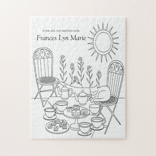 Garden Tea Party & Sleeping Cat Jigsaw Puzzle (Vertikal)