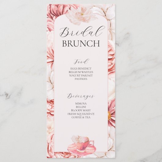 Garden Tee Party Brautparty Menu Menükarte (Vorderseite)