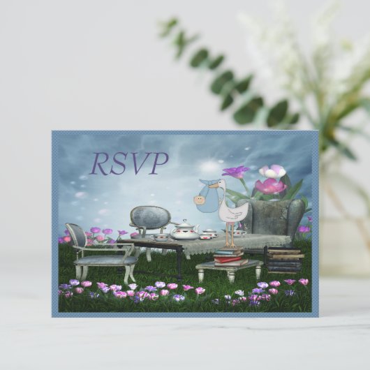 Garden Tee Party Bringen Sie ein Buch UAWG Baby Du RSVP Karte (Stehend Vorderseite)