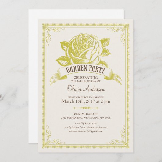 Garden Tee Party Einladungen (Vorne/Hinten)