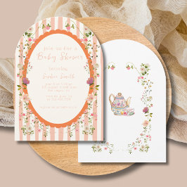 Garden Tee Party Whimsical Wreath Baby Dusche Einladung