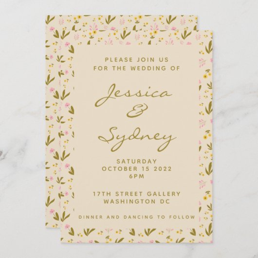 Garden Theme Spring Flowers Botanische Hochzeit Einladung (Vorne/Hinten)