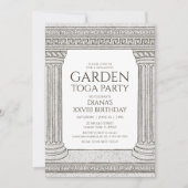 Garden Toga Geburtstagsparty Einladung mit Säulen (Vorderseite)