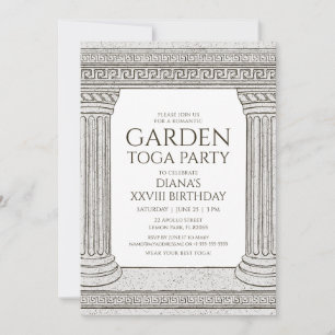 Garden Toga Geburtstagsparty Einladung mit Säulen