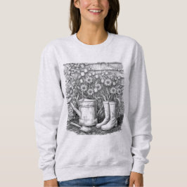 Garden Tools and Flowers Sketch Sweatshirt