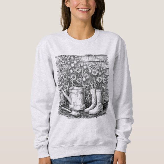Garden Tools and Flowers Sketch Sweatshirt (Vorderseite)