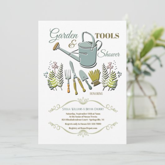 Garden Tools Dusche Einladung (Stehend Vorderseite)