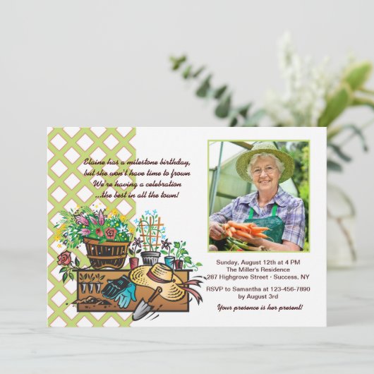 Garden Tools Foto Einladung (Stehend Vorderseite)