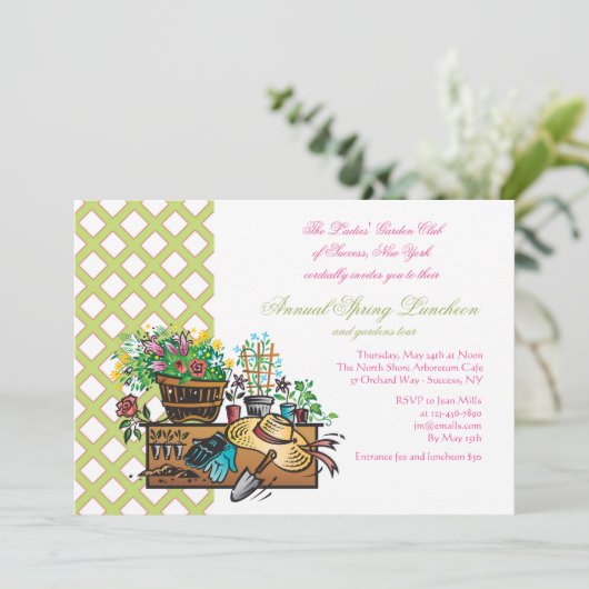 Garden Tools Luncheon Einladung (Stehend Vorderseite)