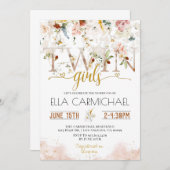 Garden Twins Girls Kinderdusche Einladung (Vorne/Hinten)