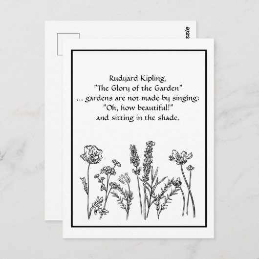 Garden Verse Rudyard Kipling Wasserfarben Blume C Postkarte (Vorne/Hinten)