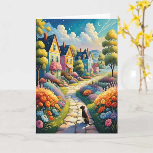 Garden Village Note Card Leere Innen Karte (Gelbe Blume)