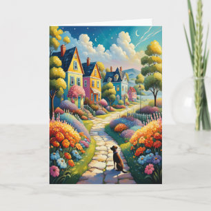 Garden Village Note Card Leere Innen Karte