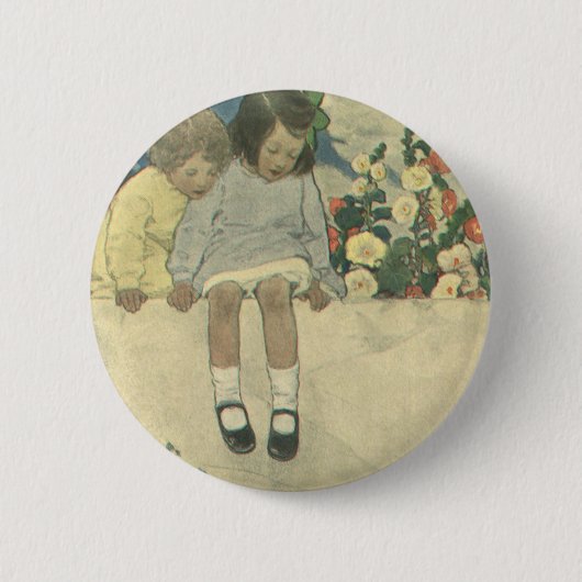 Garden Wall Jessie Willcox Smith, Vintage Kinder Button (Vorderseite)