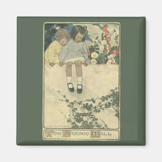 Garden Wall Jessie Willcox Smith, Vintage Kinder Magnet (Vorne)