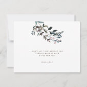 Garden Wappen Dusty Blue Floral Einladung (Rückseite)