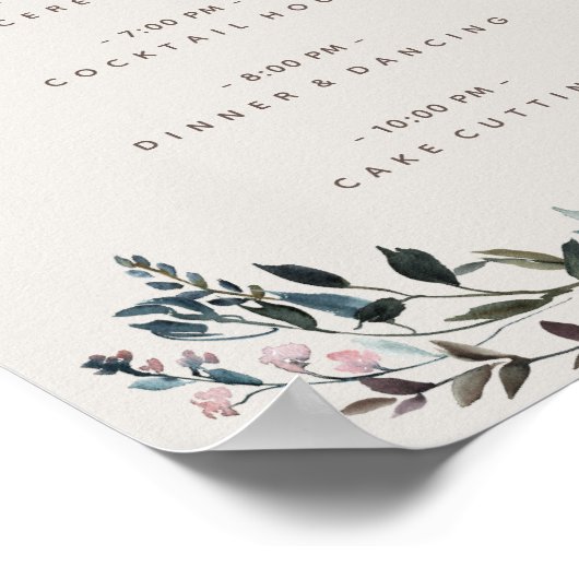 Garden Wappen Eggshell Floral Wedding Program Poster (Ecke)