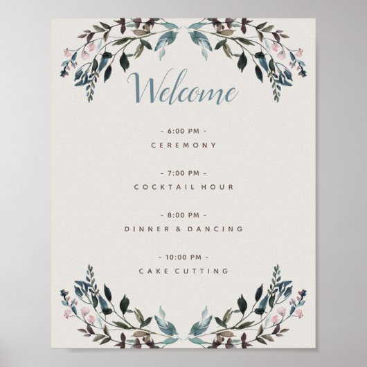 Garden Wappen Eggshell Floral Wedding Program Poster (Vorne)