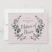 Garden Wappen Floral Mauve Lila Matron of Honour Einladung (Vorderseite)