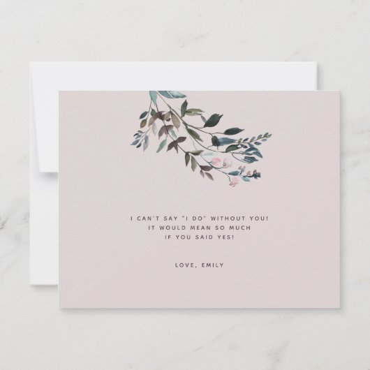 Garden Wappen Floral Mauve Lila Matron of Honour Einladung (Rückseite)