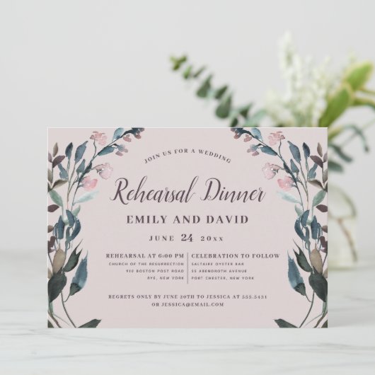 Garden Wappen Mauve Lila Floral Wedding Probe Einladung (Stehend Vorderseite)