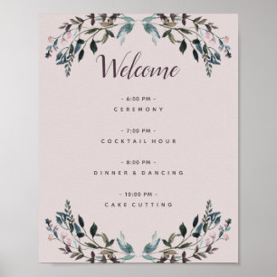 Garden Wappen Mauve Lila Floral Wedding Programm Poster