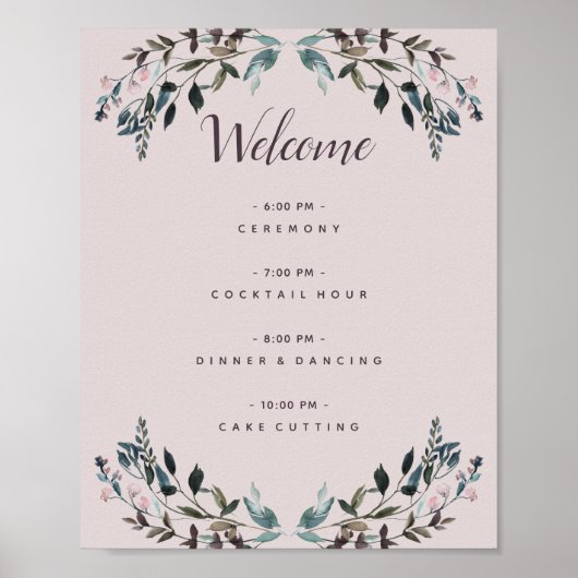 Garden Wappen Mauve Lila Floral Wedding Programm Poster (Vorne)