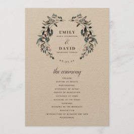 Garden Wappen Rustic Kraft Blumenzeremonie Programm