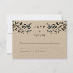 Garden Wappen Rustic Kraft Floral Response Wedding RSVP Karte