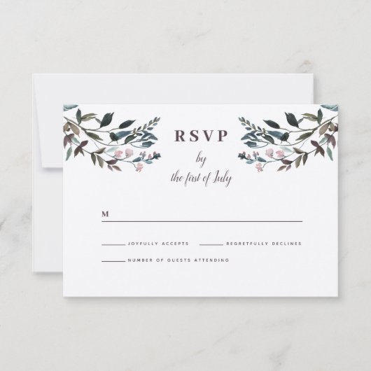 Garden Wappen Rustic Kraft Floral Response Wedding RSVP Karte (Vorderseite)